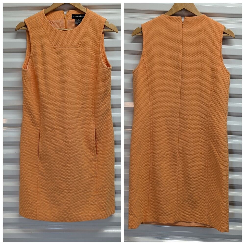 Coastal Chic Textured Coral Orange Sheath Dress Minimalist Andrea Jovine 12